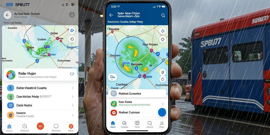 Tampilan interface pengguna SPBU77 dengan informasi radar hujan.