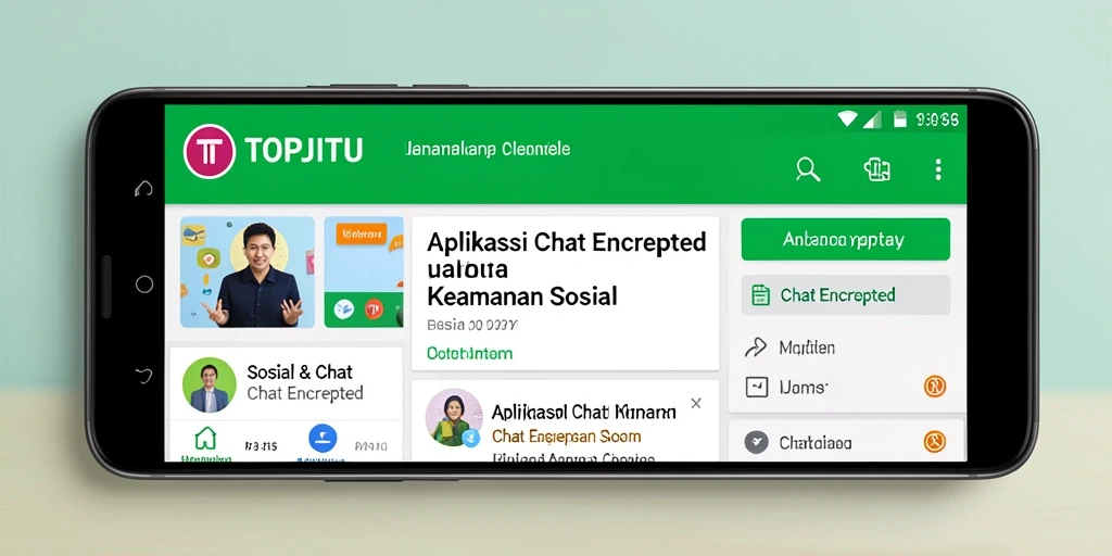 Antarmuka aplikasi TOPJITU menampilkan percakapan terenkripsi yang aman.